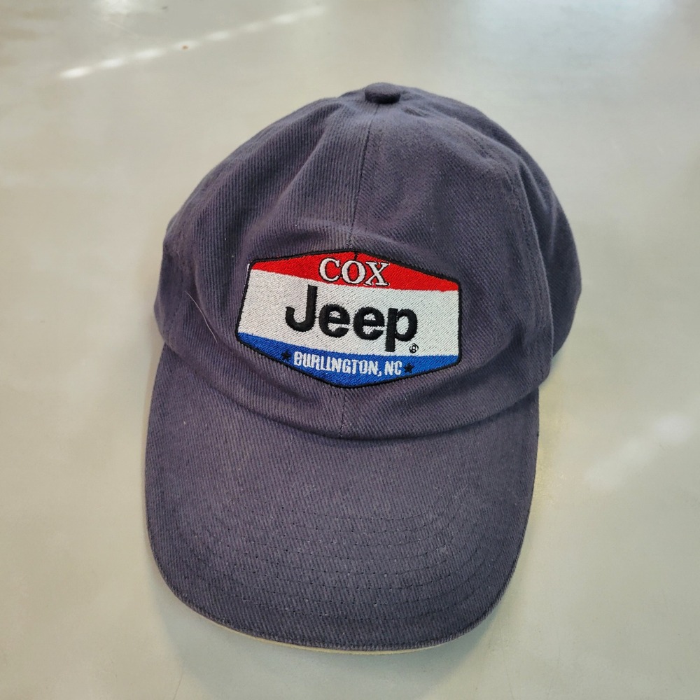 Cox Jeep Burlington NC Baseball Cap Hat Adams Adjustable Strap Blue